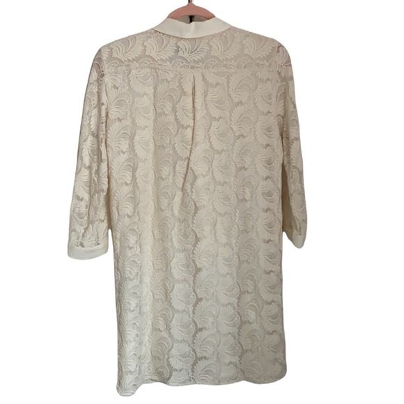 Zara Cream Lace Shirt Dress with Jewel Buttons - Picture 2 of 6
